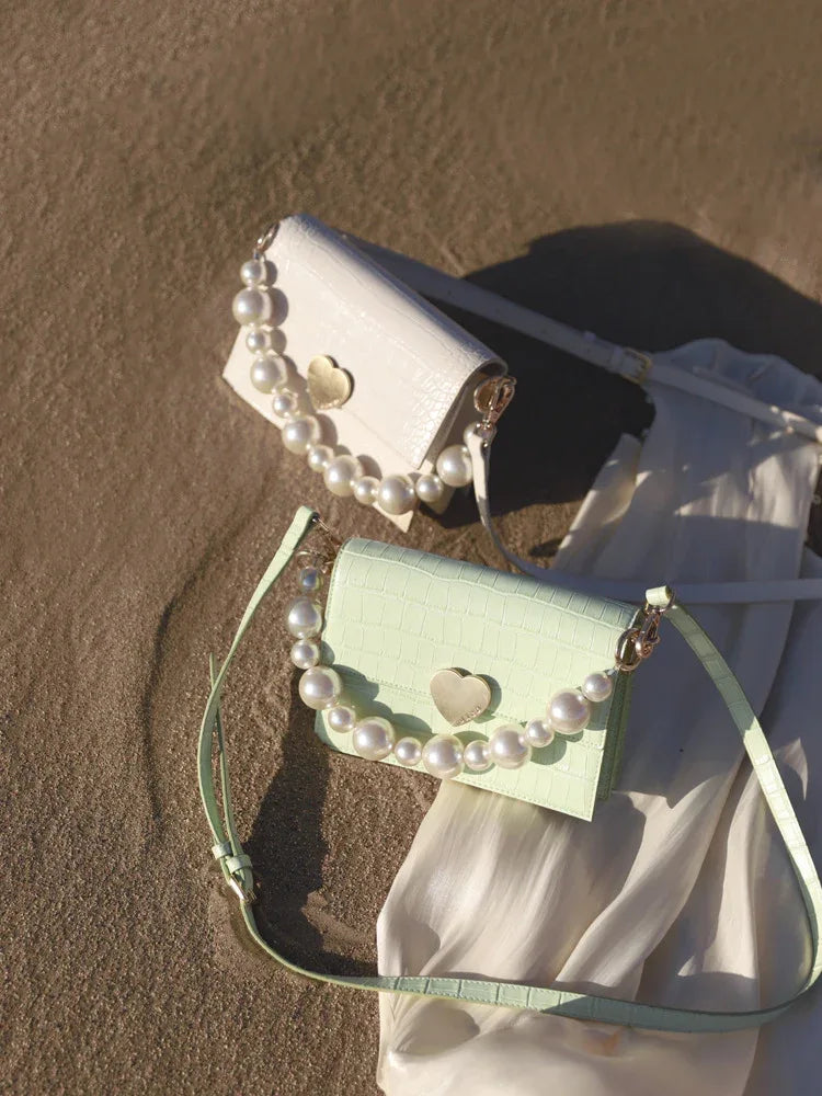 Pearl handbag premium lock small square bag - DanaFashionstore