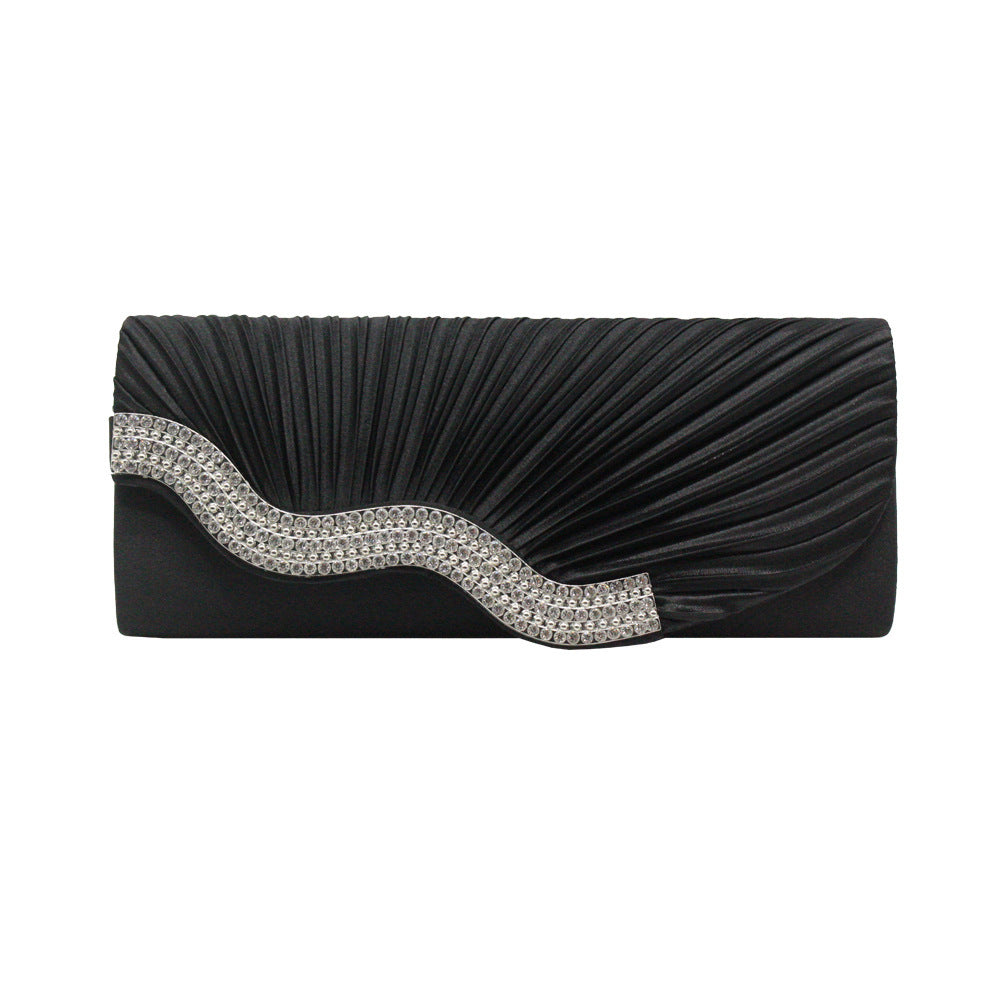 Rhinestone pleated clutch - Dana Fashion