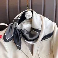 Artificial Silk Striped High-grade Korean Style Stylish Beach Arm Bag Silk Scarf - DanaFashionstore