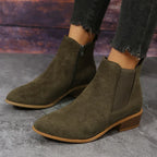 Pointed Suede Elastic Band, Thick Heel Casual Single Shoes For Women - DanaFashionstore
