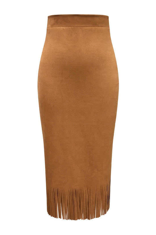 Women's Fashionable Elegant Long Suede Skirt Comfortable Slim Fit