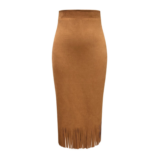 Women's Fashionable Elegant Long Suede Skirt Comfortable Slim Fit