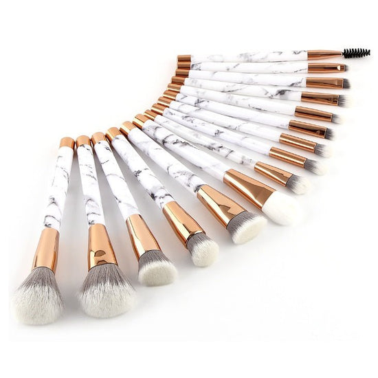 11 sets of marble makeup brush with makeup brush beauty makeup kit 11 makeup brush sets $25.00 Dana Fashion Color: Black makeup Handle material: plastic Brush Material: Horse Hair, Synthetic Hair Material: Synthetic hair Quantity: 15pcs make up brushes Us