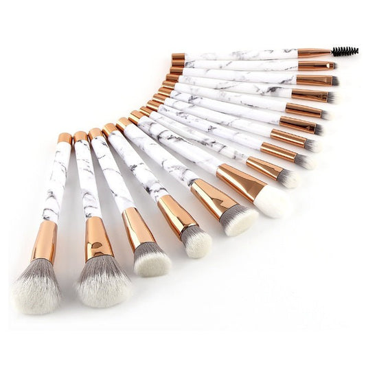 11 sets of marble makeup brush with makeup brush beauty makeup kit 11 makeup brush sets $25.00 Dana Fashion Color: Black makeup Handle material: plastic Brush Material: Horse Hair, Synthetic Hair Material: Synthetic hair Quantity: 15pcs make up brushes Us