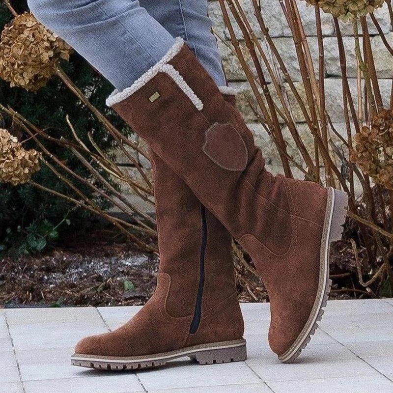 Side zipper turn over round toe snow boots - DanaFashionstore