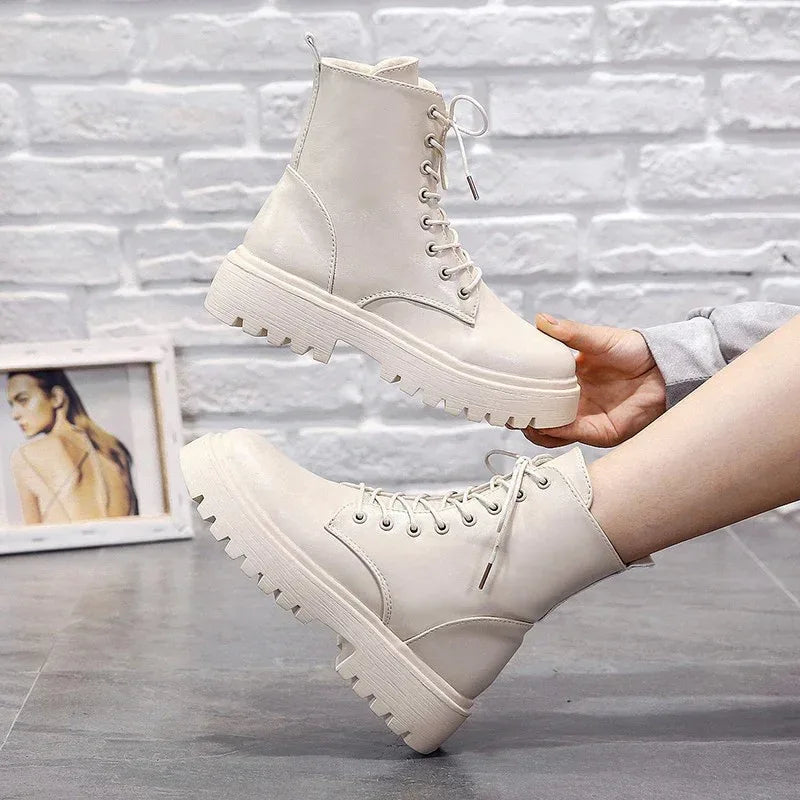 British Pure Color Ladies Waterproof Martin Boots - DanaFashionstore