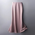High waist solid color satin skirt - DanaFashionstore
