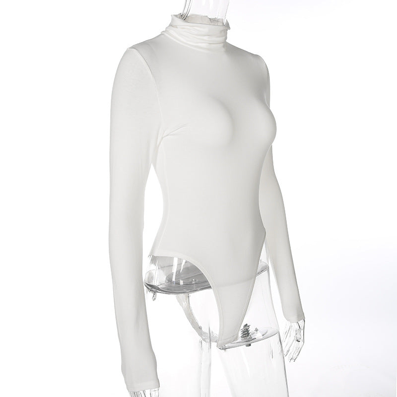 Slim-fit base high-neck jumpsuit