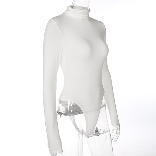 Slim-fit base high-neck jumpsuit