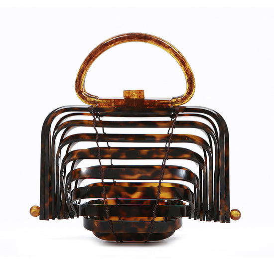 Acrylic bamboo basket hollow handbag foldable shell bag