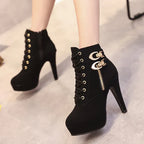 High heels stiletto platform zipper ankle boots - DanaFashionstore