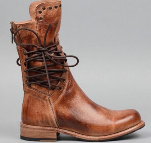 Studded low heel rider boots