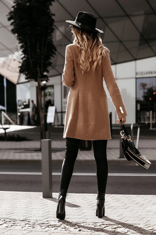 Long-sleeved Suit Collar Double-breasted Coat Coat Women