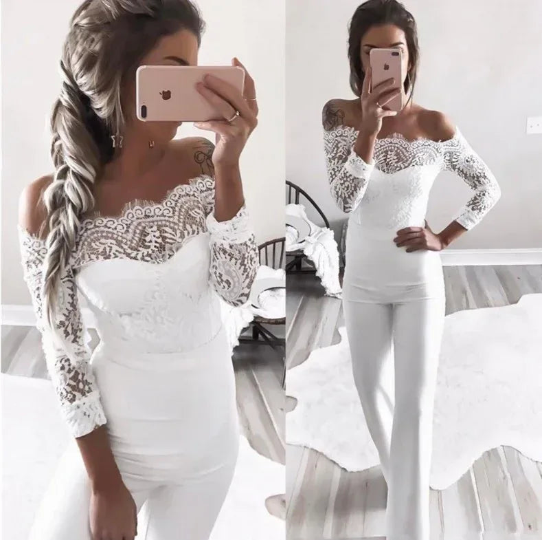 Lace Butterfly Collar Jumpsuit 2026 - Wide-Leg Trousers Jumpsuit - DanaFashionstore