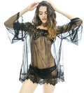 Sexy lingerie uniform seduction women's see-through dress white gauze show shoulder lace sexy lingerie - DanaFashionstore
