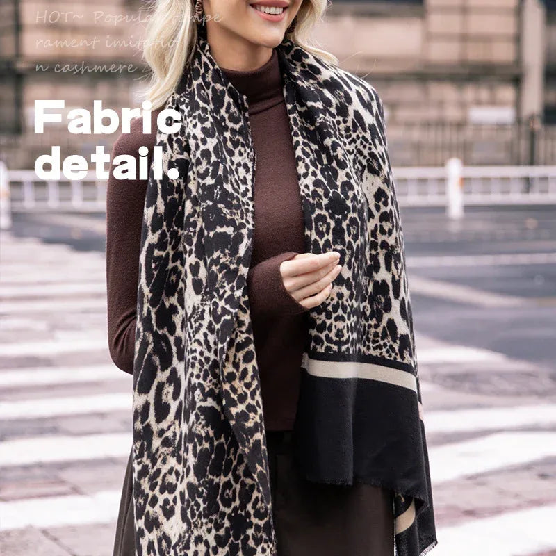 Leopard Print Artificial Cashmere Scarf Women's Warm Scarf Winter - DanaFashionstore
