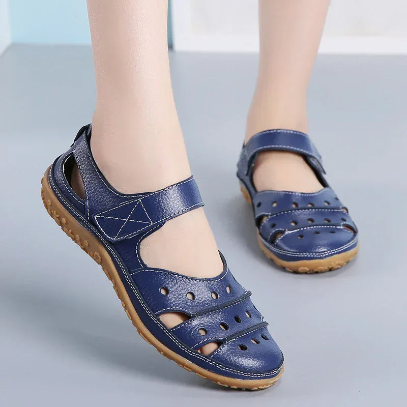 Hollow hole shoes leather mom shoes - DanaFashionstore