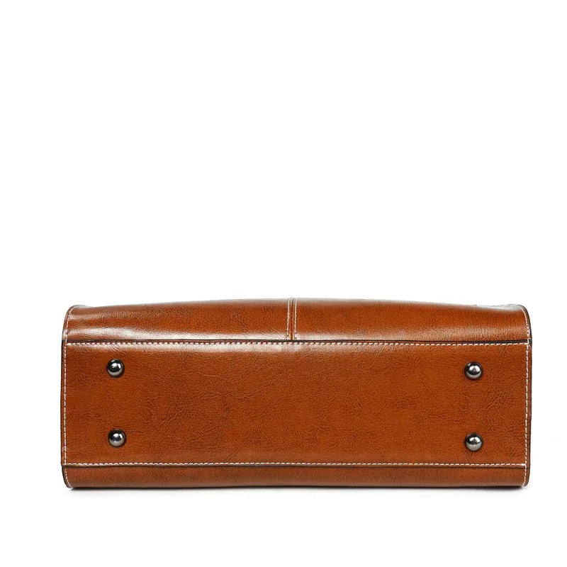 Oil wax stitching leather handbag - DanaFashionstore
