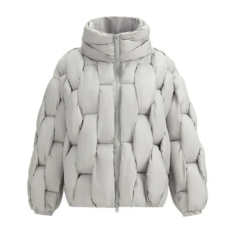 Plus Size Woven Twisted Down Cotton-Padded Jacket 2026 - Winter Coat - DanaFashionstore