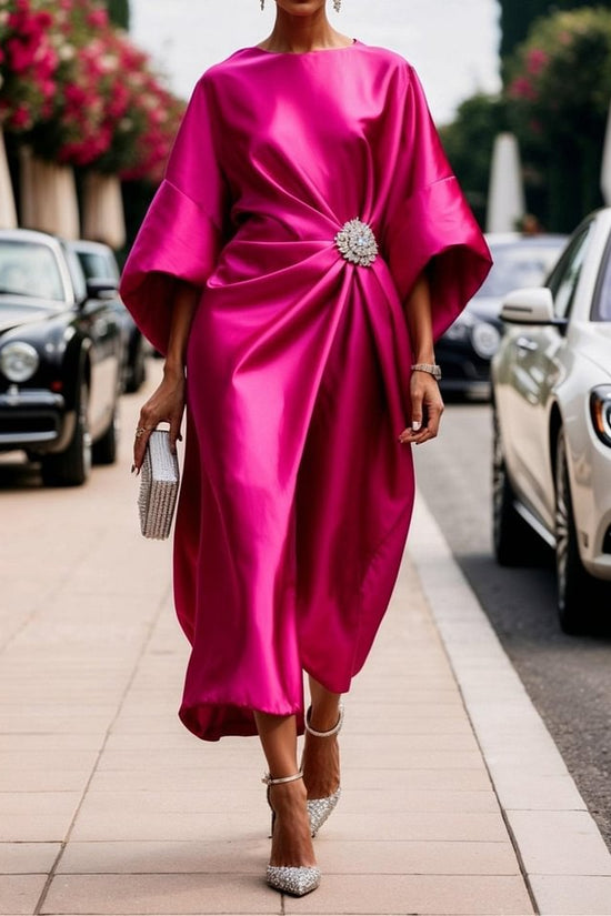 Women's Commuting Elegant Elegant Flower Beads Decorative Satin Design Dress