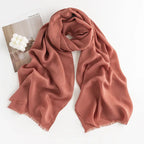 Herringbone Pattern Monochrome Artificial Cashmere Scarf Women's Simple Casual Style Tassel Warm Shawl - DanaFashionstore