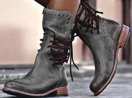 Studded low heel rider boots