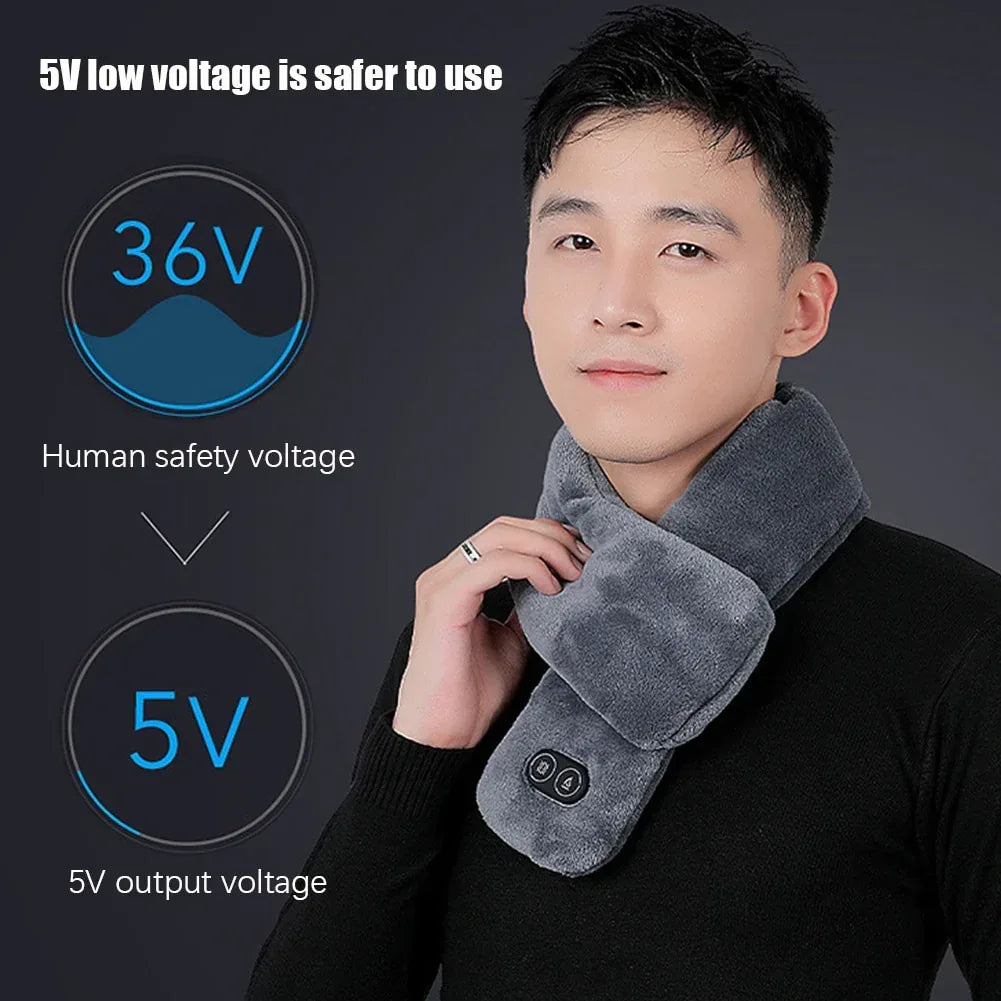 Women Men Soft Temperature Control Pain Relief Cervical Massage Shoulder Neck Wrap USB Heated Scarf Shawl Washable Winter Warm - DanaFashionstore
