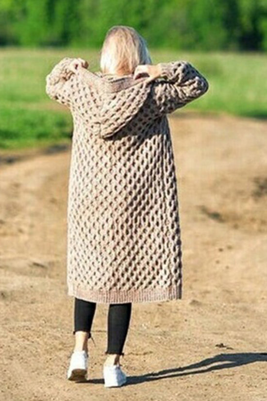 Women Winter Thick Warm Hooded Knitted Cardigan