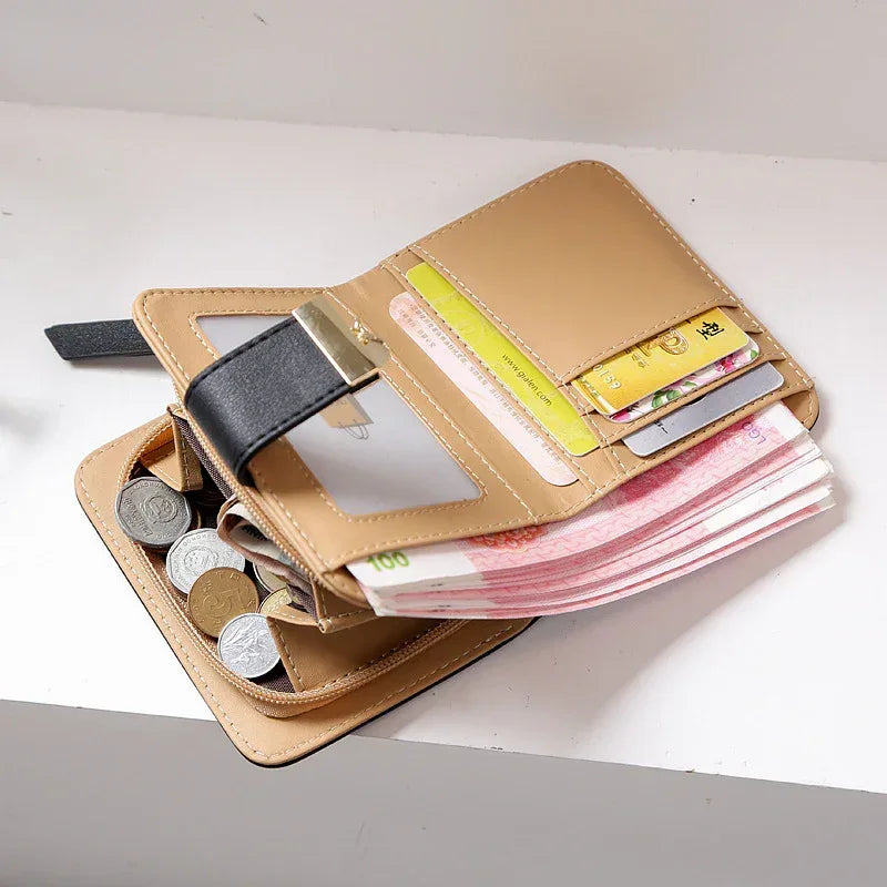 New Korean Women's Wallet Short Hollow Clutch Bag Leaf Zipper Buckle Bills Card Pack - DanaFashionstore