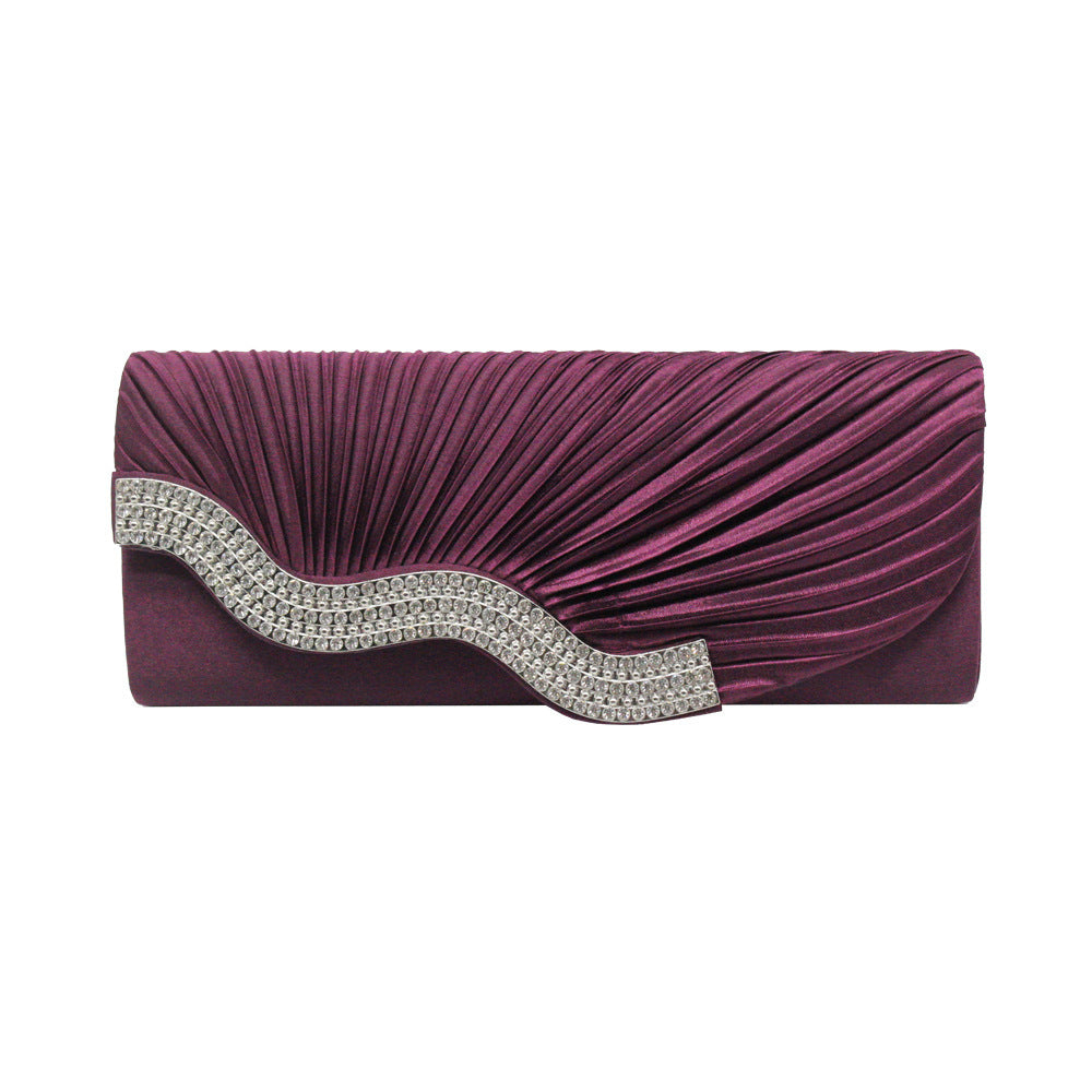 Rhinestone pleated clutch - Dana Fashion