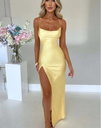 Premium Satin Sleeveless Sexy Backless Lace Up Dress
