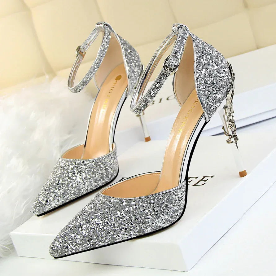 High metallic and sequined heels - DanaFashionstore