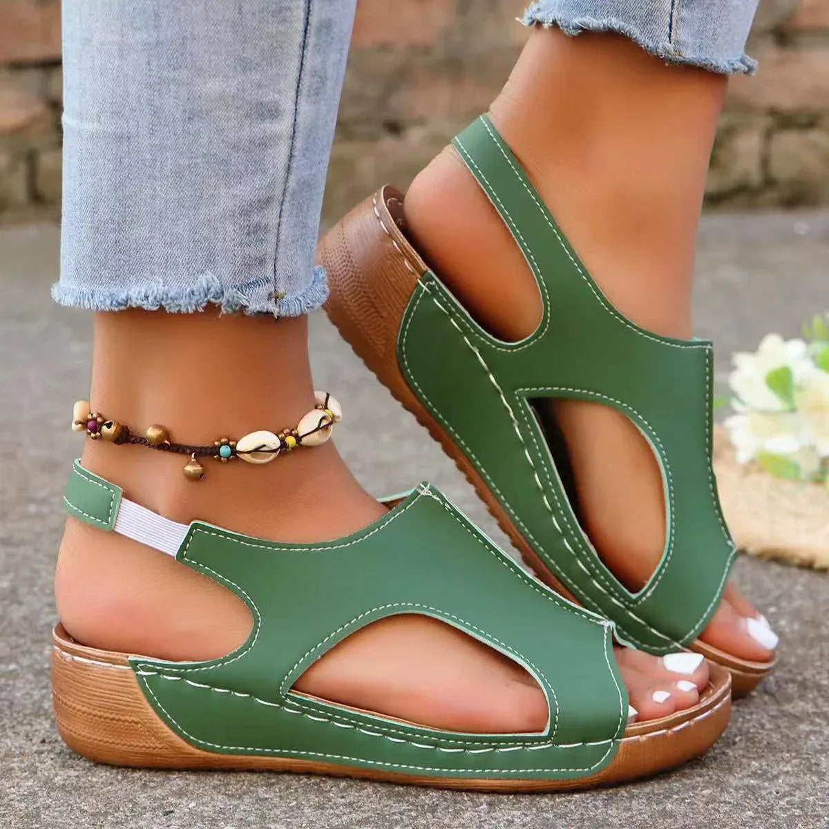 New Summer Wedges Sandals With Elastic Band Design Casual Fish Mouth Shoes For Women - DanaFashionstore