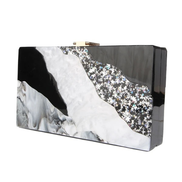 Acrylic hand dinner dress bag Luxury Marble Phone Clutch - Dana Fashion