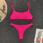Split swimsuit fluorescent solid bikini - DanaFashionstore