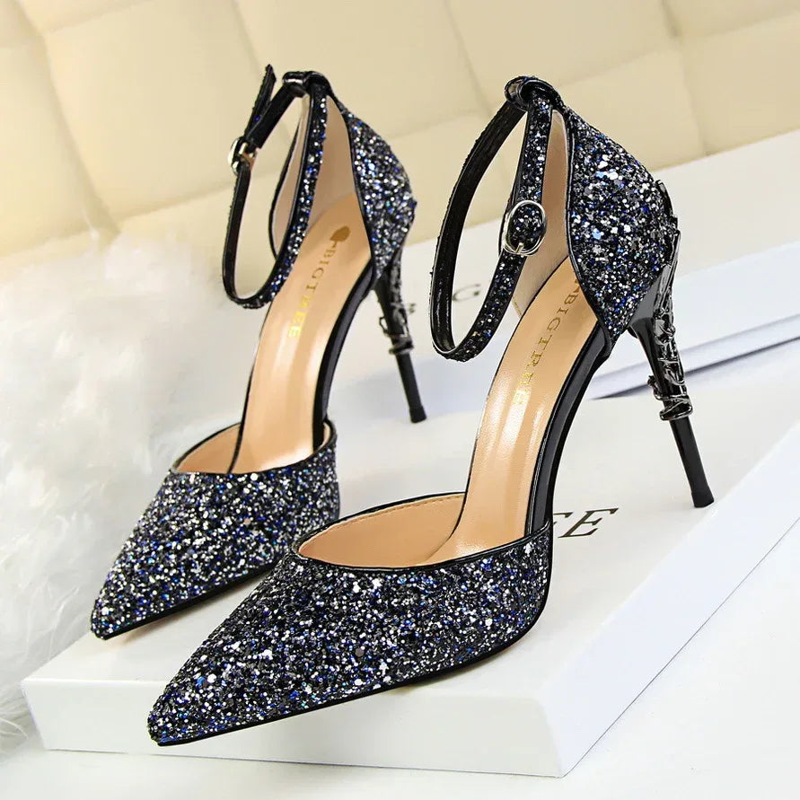High metallic and sequined heels - DanaFashionstore