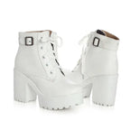 Sponge cake chunky heel plus size lace-up Martin boots - DanaFashionstore