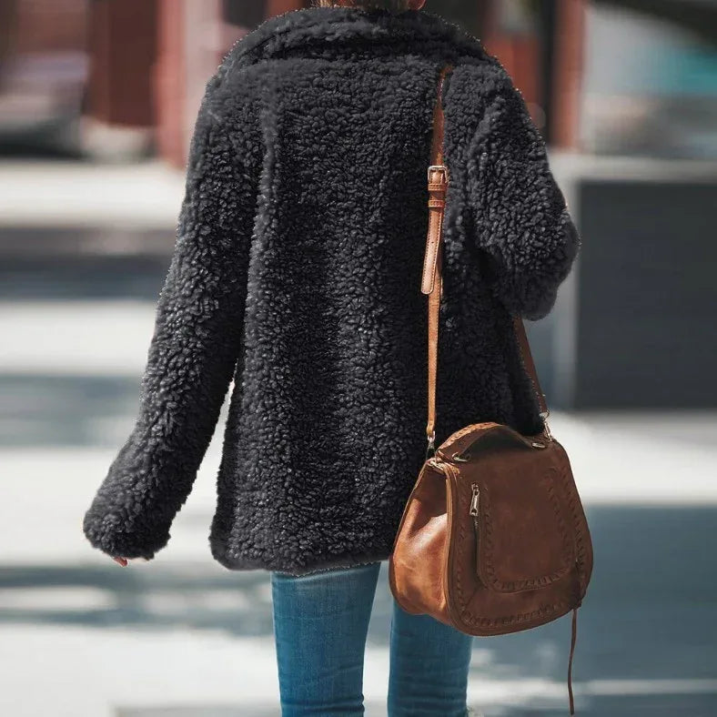 Lapel Fluffy Faux Fur Jacket 2026 - Long Sleeve Furry Overcoat - DanaFashionstore