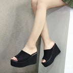 Comfortable high heel slippers, wedge sandals, suede women's shoes - DanaFashionstore