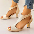 Women's Zippered High Heeled Fish Beak Sandals - DanaFashionstore