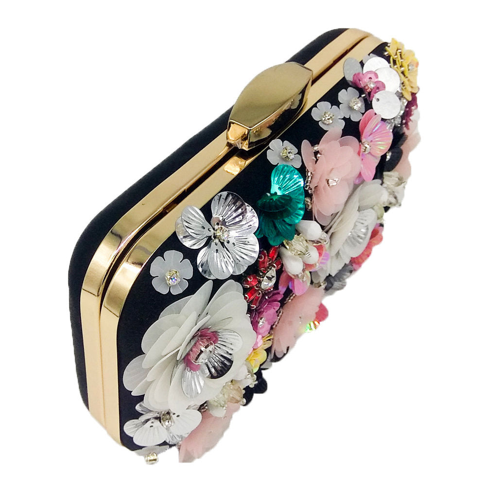 Flower Beaded Banquet Bag Party Clutch - Dana Fashion