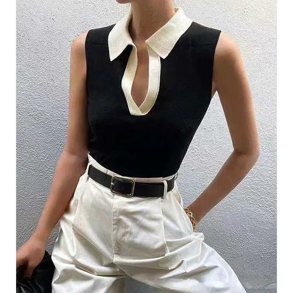 Solid Color Round Neck Pullover Women's Knitted Vest - DanaFashionstore