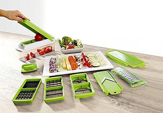 12pcs Multifunctional Vegetable Chopper Handle Food Grate Food Chopper Vegetable Slicer Dicer Cut Kitchen Gadgets $34.46 Dana Fashion Color: Green quantity: 1PCS Dana's Kitchen Overview: ALL in ONE: It can be used equally well as a vegetable chopper, sala