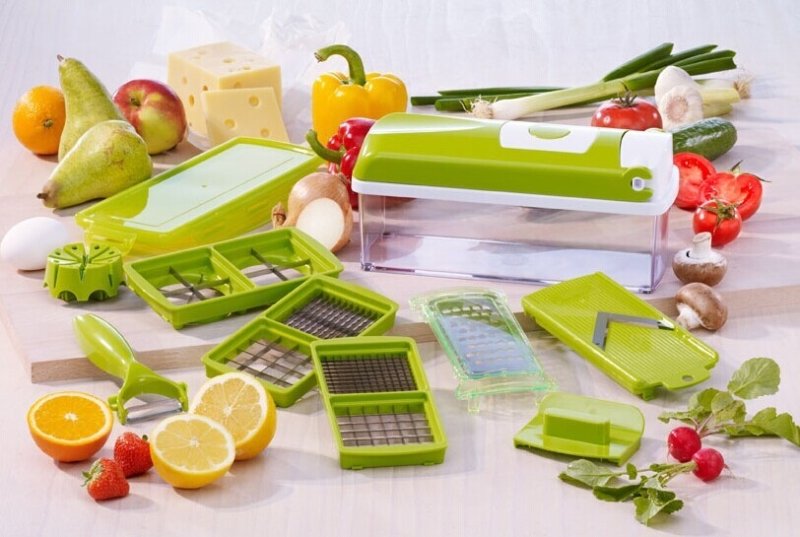 12pcs Multifunctional Vegetable Chopper Handle Food Grate Food Chopper Vegetable Slicer Dicer Cut Kitchen Gadgets $34.46 Dana Fashion Color: Green quantity: 1PCS Dana's Kitchen Overview: ALL in ONE: It can be used equally well as a vegetable chopper, sala