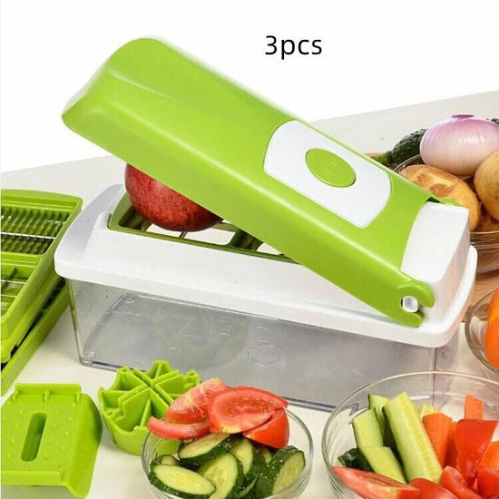 12pcs Multifunctional Vegetable Chopper Handle Food Grate Food Chopper Vegetable Slicer Dicer Cut Kitchen Gadgets $100.18 Dana Fashion Color: Green quantity: 3PCS Dana's Kitchen Overview: ALL in ONE: It can be used equally well as a vegetable chopper, sal