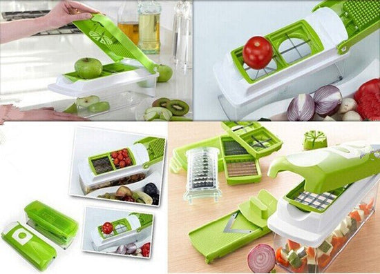12pcs Multifunctional Vegetable Chopper Handle Food Grate Food Chopper Vegetable Slicer Dicer Cut Kitchen Gadgets $34.46 Dana Fashion Color: Green quantity: 1PCS Dana's Kitchen Overview: ALL in ONE: It can be used equally well as a vegetable chopper, sala
