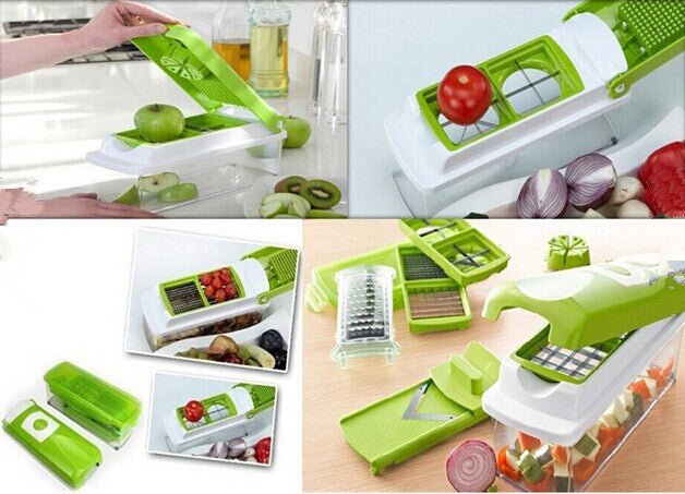 12pcs Multifunctional Vegetable Chopper Handle Food Grate Food Chopper Vegetable Slicer Dicer Cut Kitchen Gadgets $34.46 Dana Fashion Color: Green quantity: 1PCS Dana's Kitchen Overview: ALL in ONE: It can be used equally well as a vegetable chopper, sala
