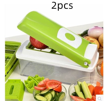 12pcs Multifunctional Vegetable Chopper Handle Food Grate Food Chopper Vegetable Slicer Dicer Cut Kitchen Gadgets $67.23 Dana Fashion Color: Green quantity: 2PCS Dana's Kitchen Overview: ALL in ONE: It can be used equally well as a vegetable chopper, sala