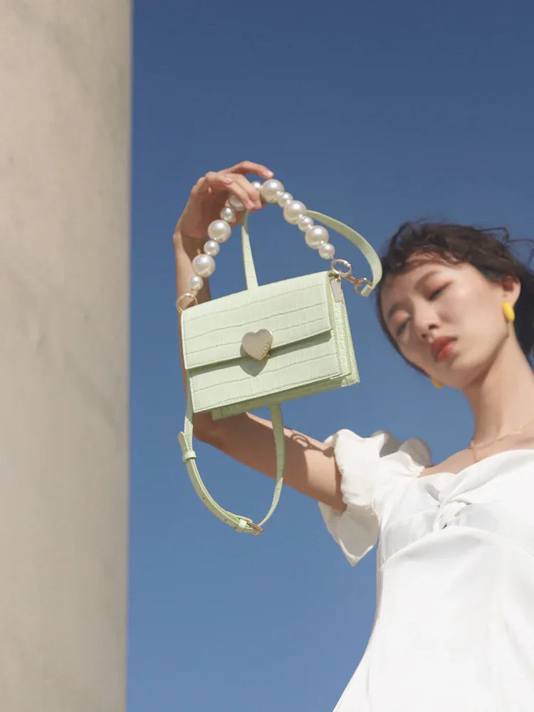Pearl handbag premium lock small square bag - DanaFashionstore