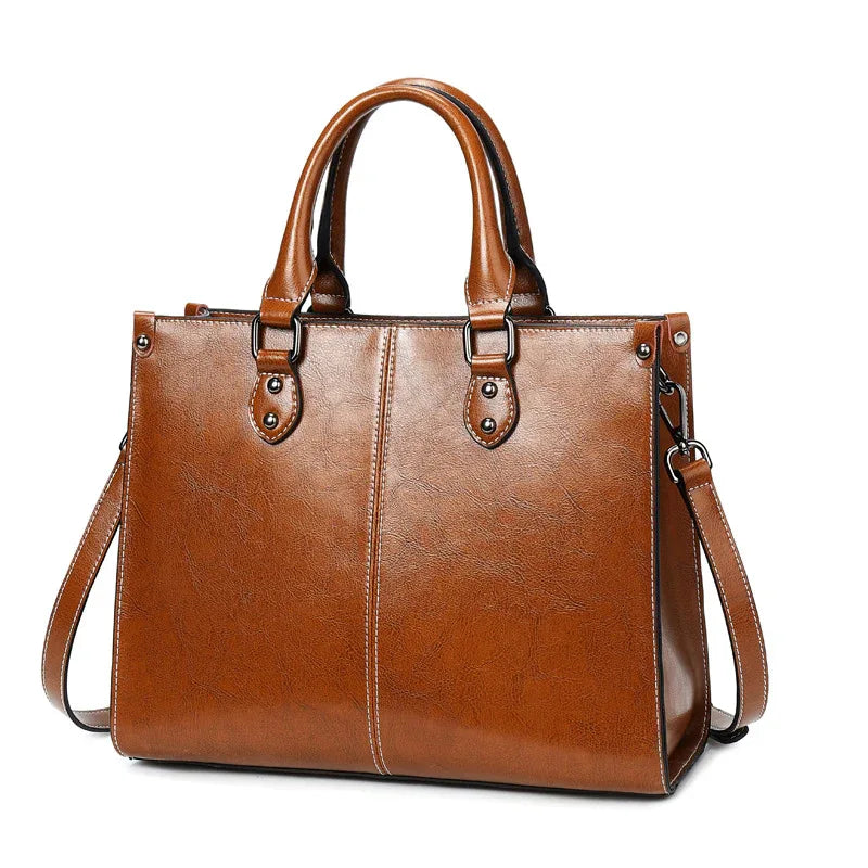 Oil wax stitching leather handbag - DanaFashionstore